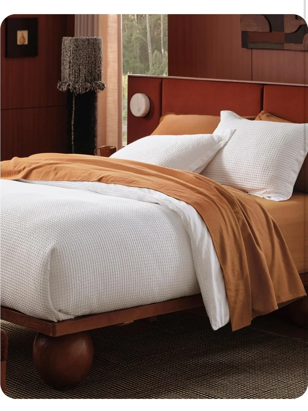 NEW Bedsure Oversized King Duvet Cover Set. 100% Cotton Waffle Weave Coconut Wht